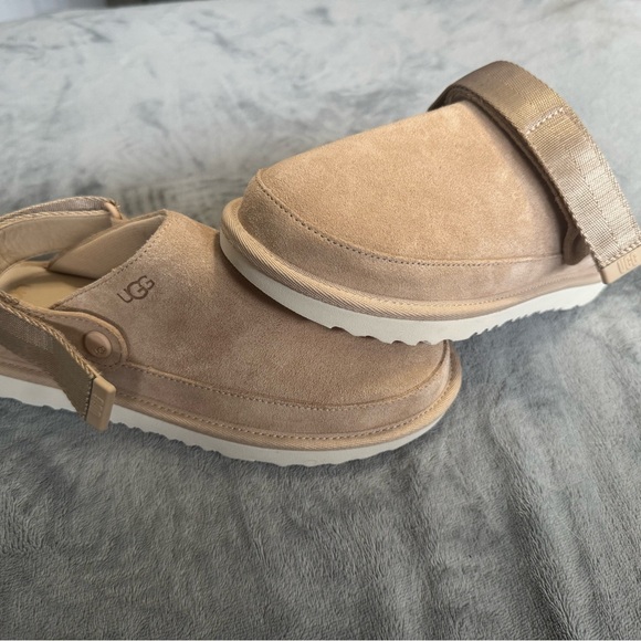 UGG Beige Suede Slip-On Clogs - Picture 1 of 5